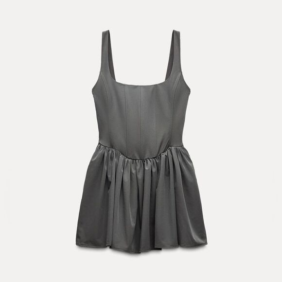 NWT ZARA Gray corset dress GATHERED CORSETRY-INSPIRED DRESS - Picture 12 of 16